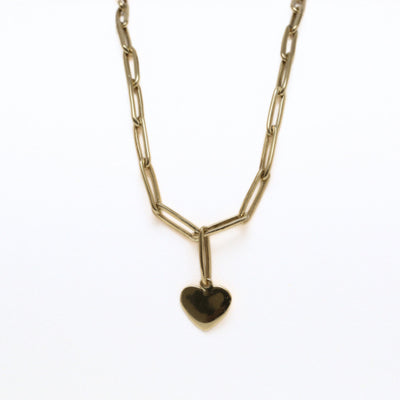 PAPERCLIP HEART DROP NECKLACE - gold or silver