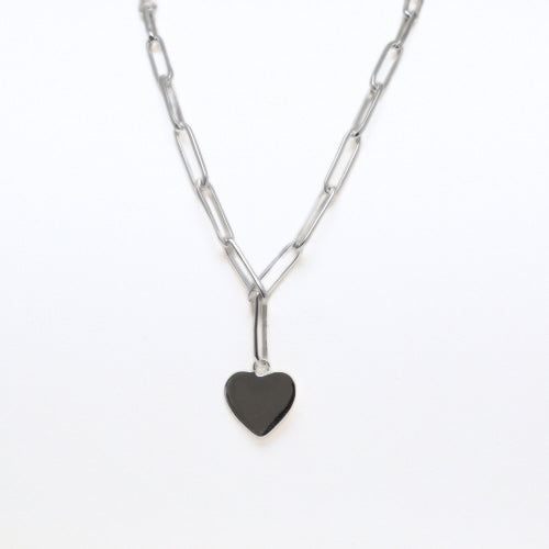 PAPERCLIP HEART DROP NECKLACE - gold or silver