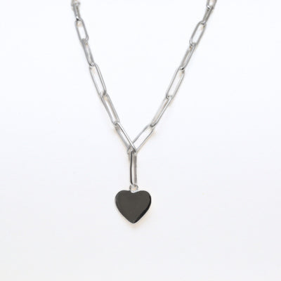 PAPERCLIP HEART DROP NECKLACE - gold or silver