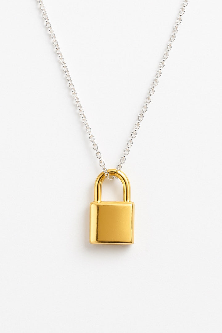 TINY LOCK PENDANT NECKLACE - gold or silver