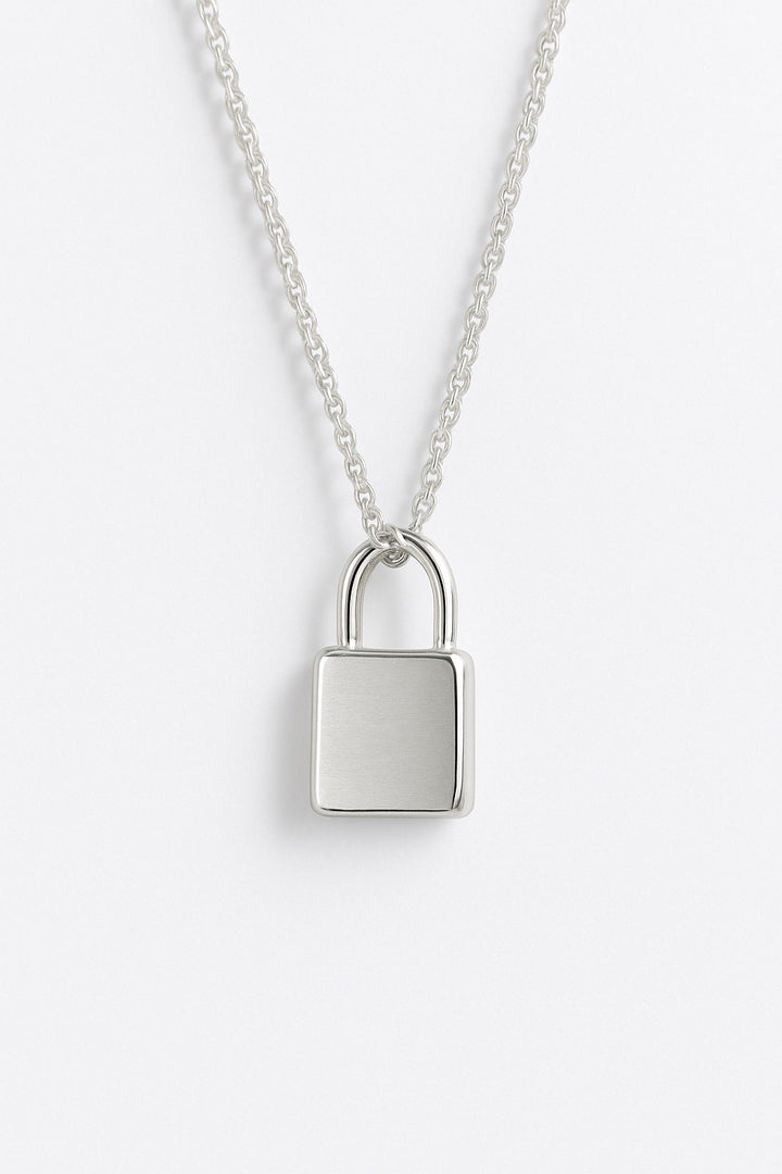 TINY LOCK PENDANT NECKLACE - gold or silver