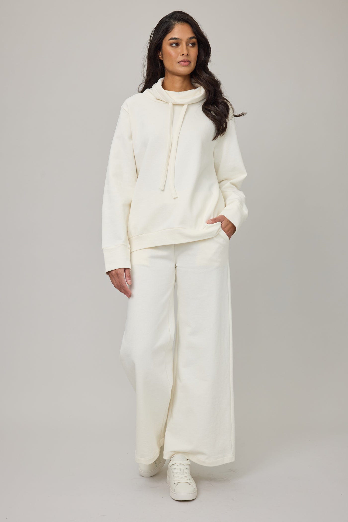 Funnel Neck Terry Cotton Lounge Sweater