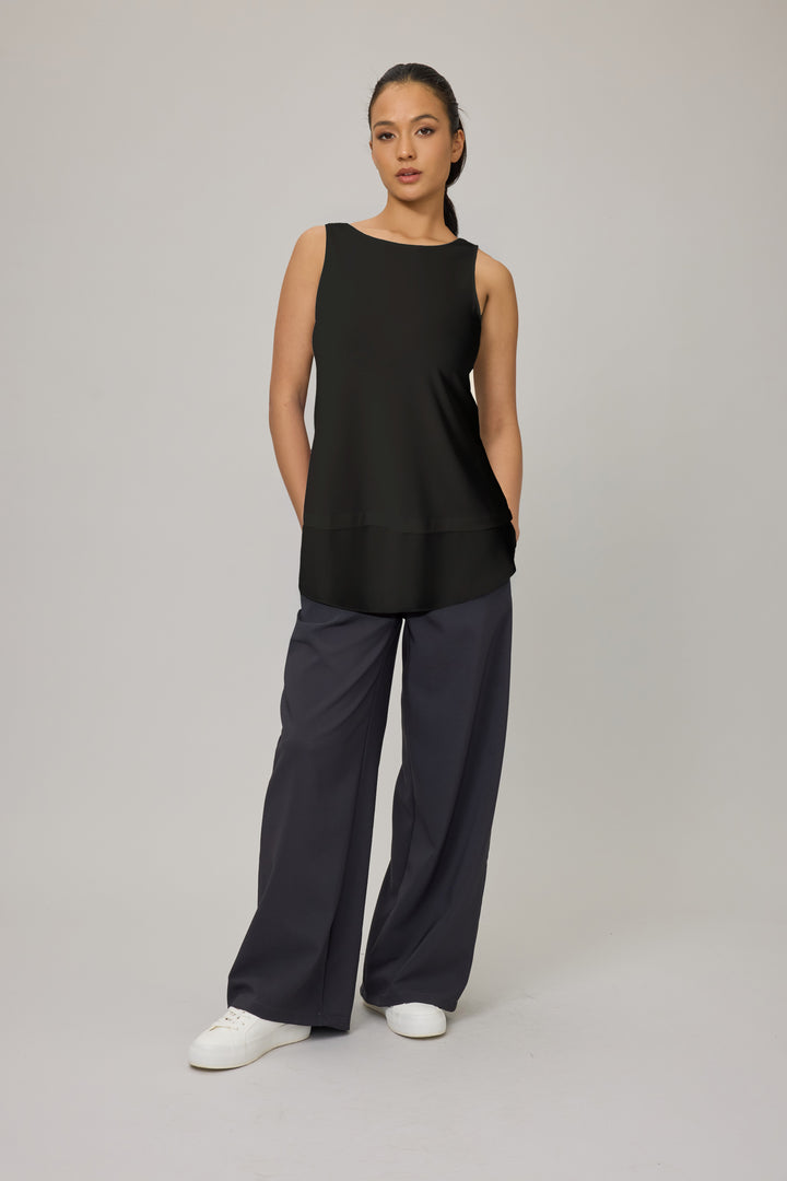 Second Skin Viscose Tank w/ Crepe Bottom