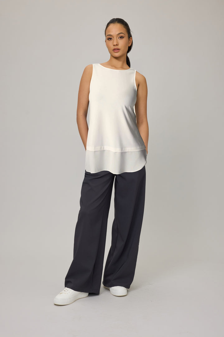 Second Skin Viscose Tank w/ Crepe Bottom