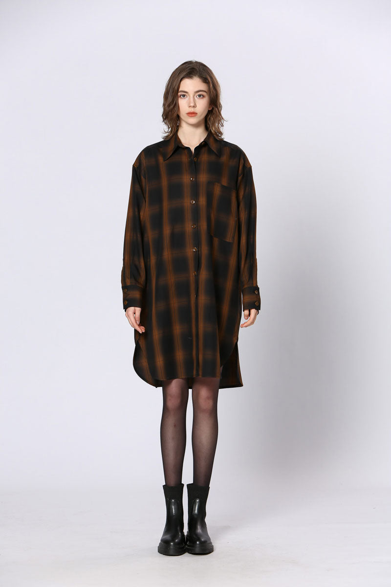 URBAN PLAID SHIRT DRESS