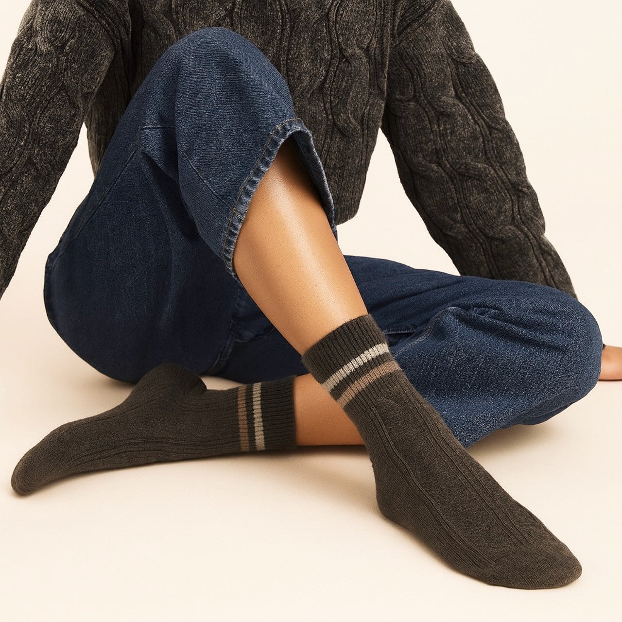 DUVAL CABLE STRIPE SOCK