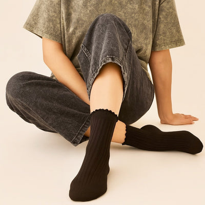 ZOOEY RUFFLED POINTELLE SOCKS