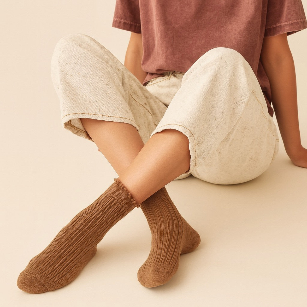 ZOOEY RUFFLED POINTELLE SOCKS