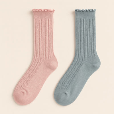 ZOOEY RUFFLED POINTELLE SOCKS