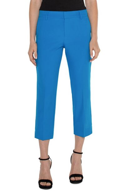 KELSEY CROP TROUSER WITH SLIT - diva blue