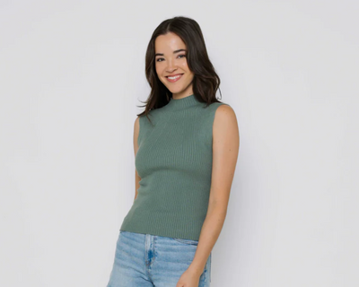 KIMMIE MOCK NECK TANK -cerulean, dusk, sage or white