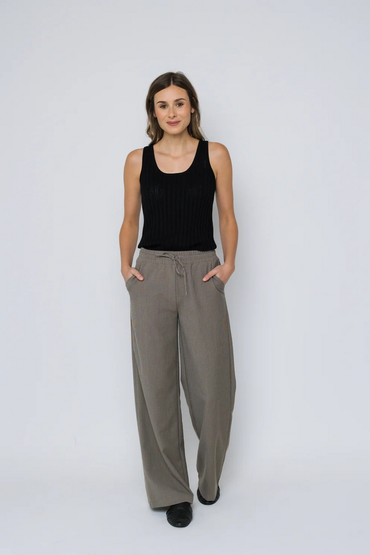 CHLOE WIDE LEG PANT - black, houndstooth or olive