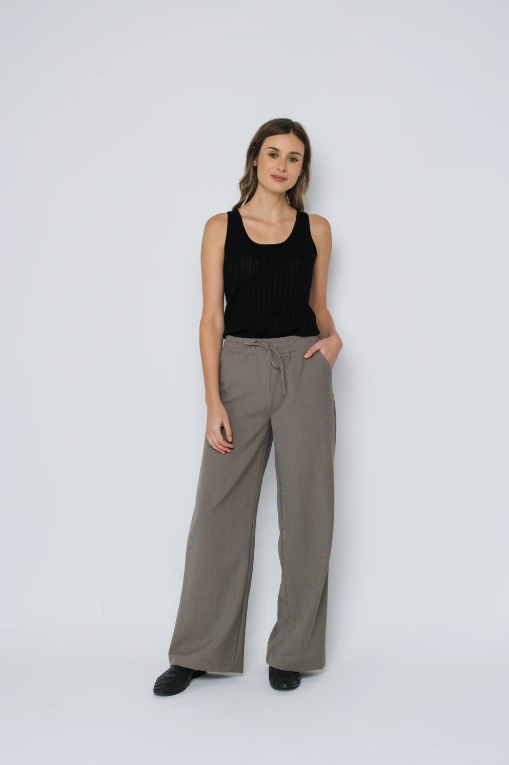 CHLOE WIDE LEG PANT - black, houndstooth or olive