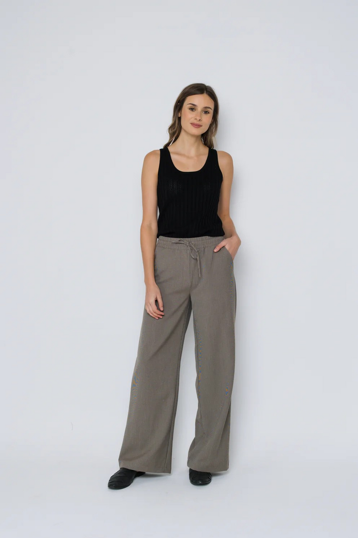 CHLOE WIDE LEG PANT - black, houndstooth or olive