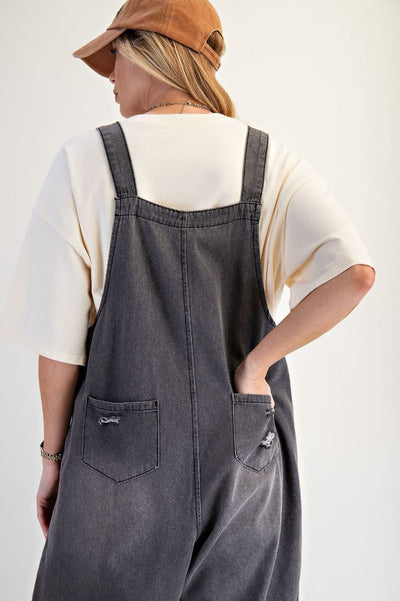 HARLEM DENIM OVERALLS - vintage black