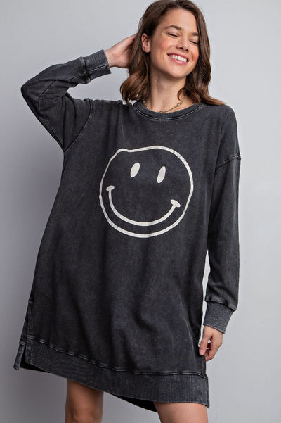 HAPPY VIBES SWEATSHIRT DRESS - juniper green, black or truffle taupe