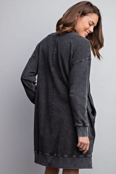 HAPPY VIBES SWEATSHIRT DRESS - juniper green, black or truffle taupe