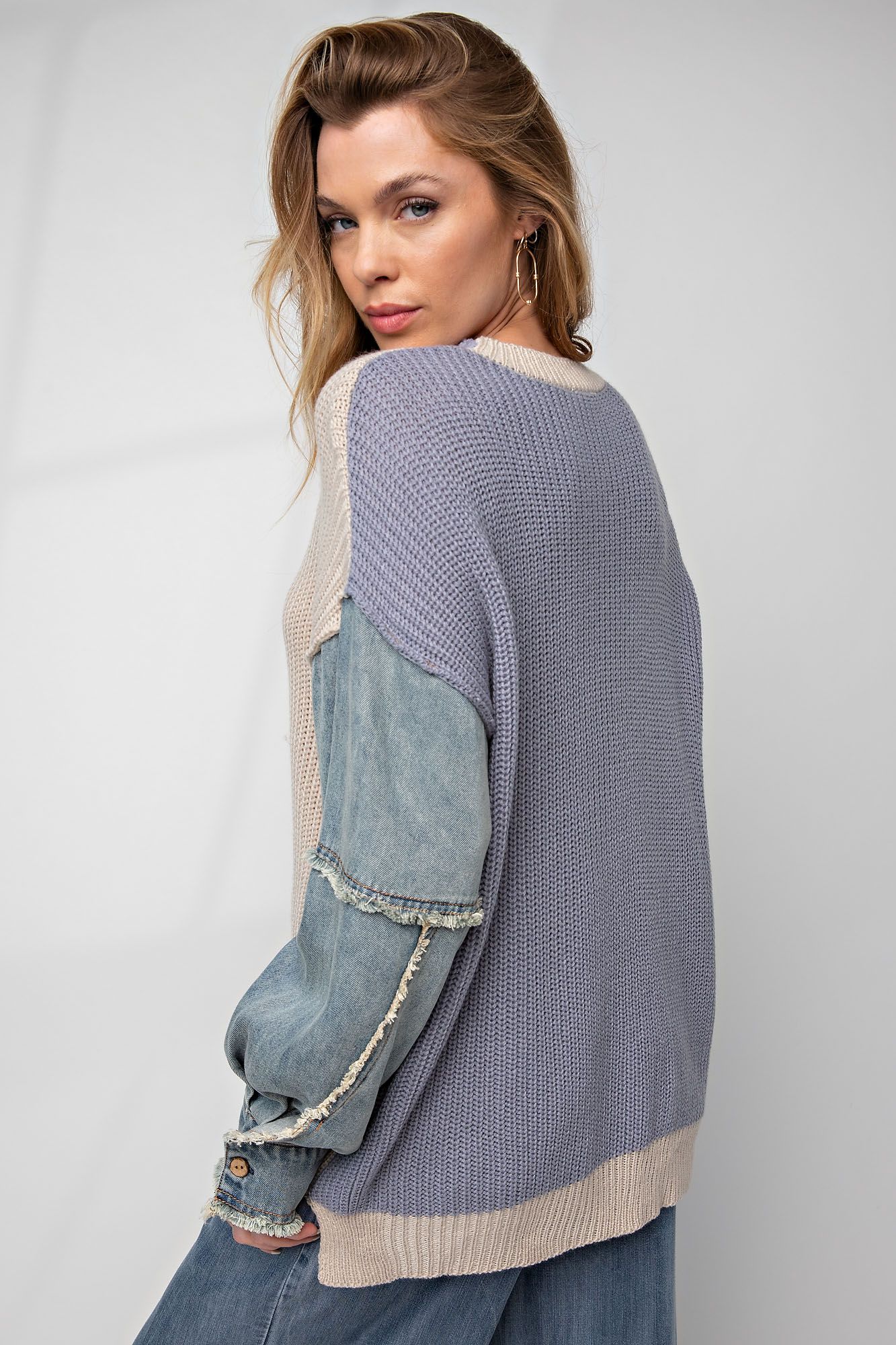 AVI SWEATER - khaki blue or rose brown