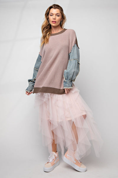 AVI SWEATER - khaki blue or rose brown