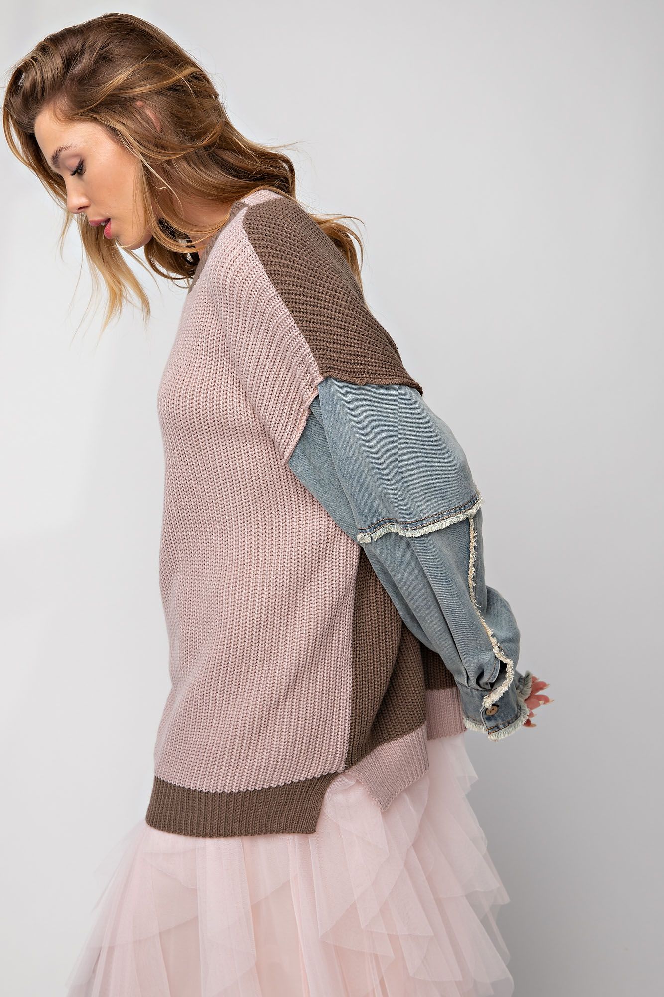 AVI SWEATER - khaki blue or rose brown