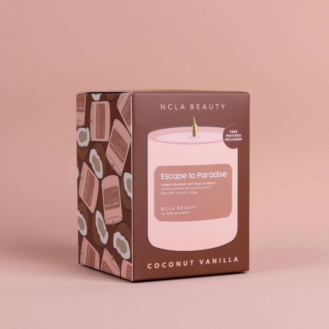 ESCAPE TO PARADISE SOY CANDLE -(Coconut Vanilla)