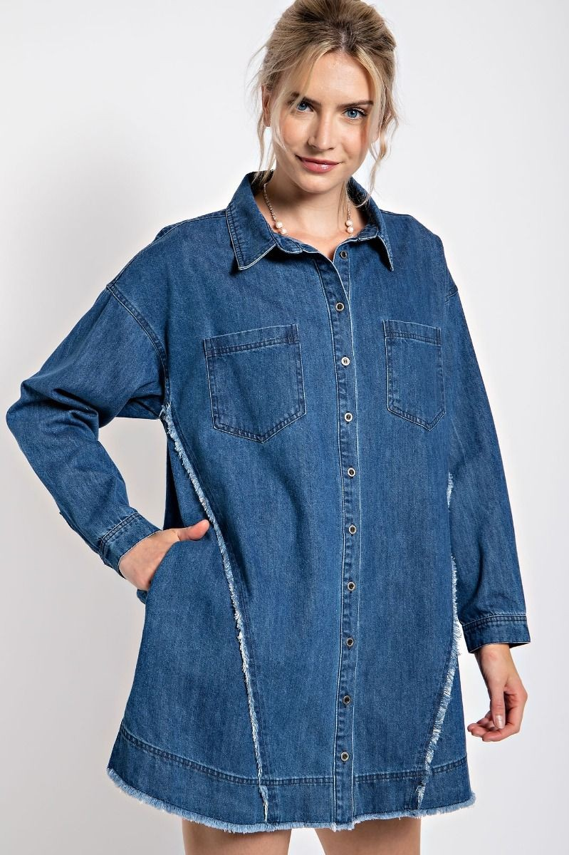 AURA DENIM SHIRT DRESS - dark or light denim