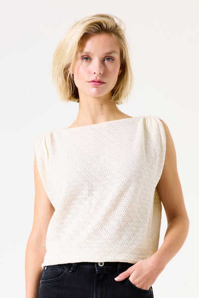 AJOUR REVERSIBLE SWEATER - blue lagoon or off white