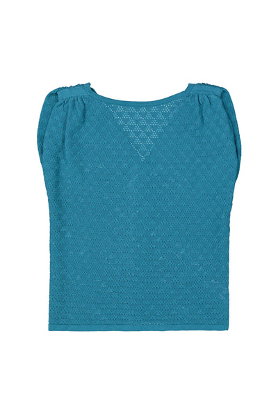 AJOUR REVERSIBLE SWEATER - blue lagoon or off white