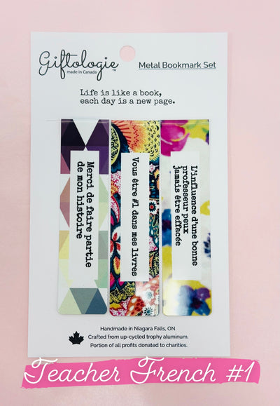 BOOKMARK TRIO SET - teacher (english or french), inspiration or friendship