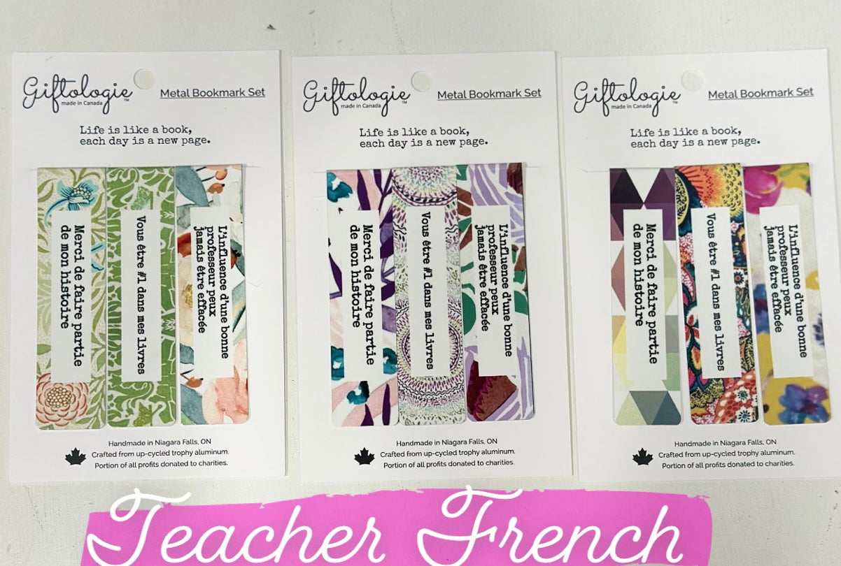 BOOKMARK TRIO SET - teacher (english or french), inspiration or friendship