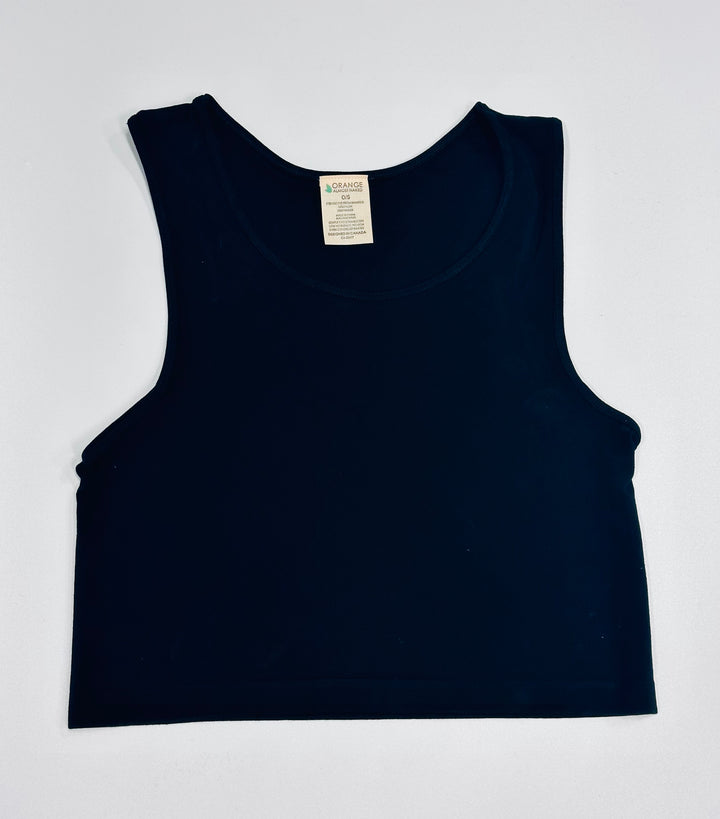 BAMBOO CROP TANK - black, white, denim, brown, lilac or coral