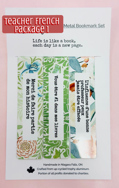 BOOKMARK TRIO SET - teacher (english or french), inspiration or friendship