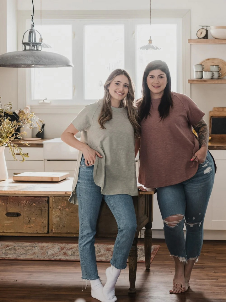 EAST END TEE - black, mauve, clay, stone or   tawny