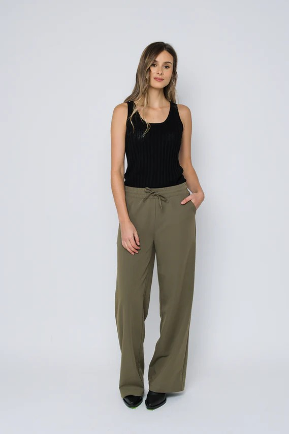 CHLOE WIDE LEG PANT - black, houndstooth or olive