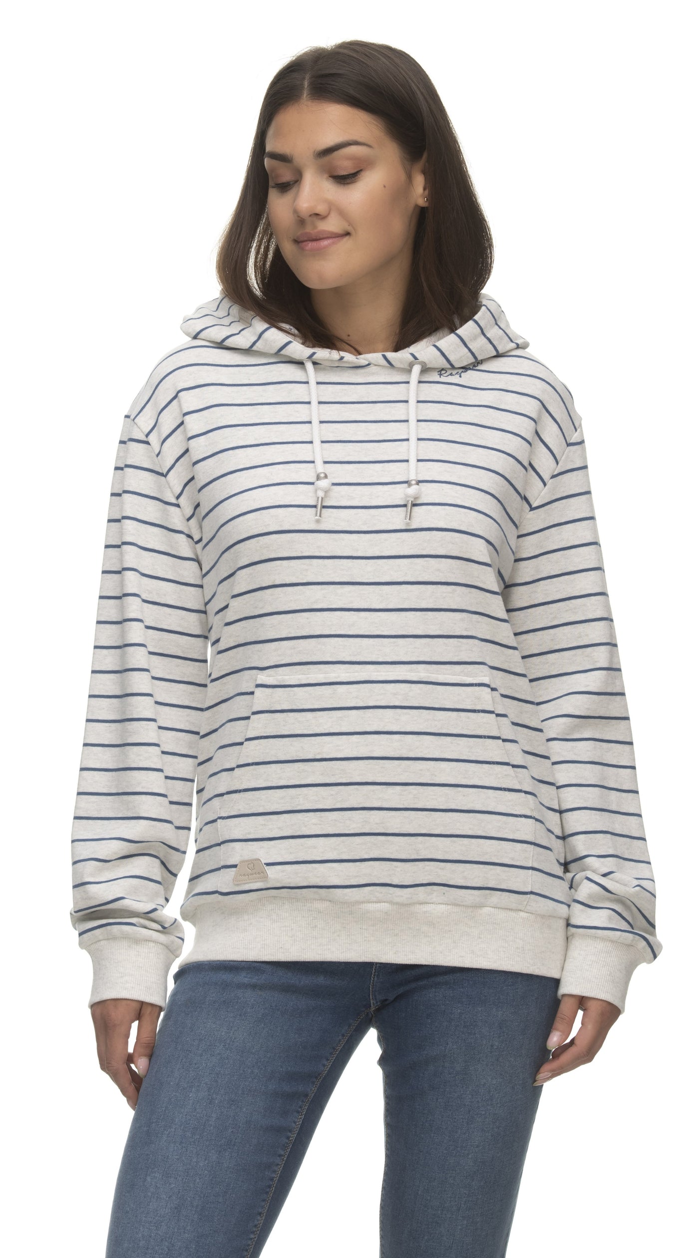 HAPPIER STRIPES HOODIE- white or navy