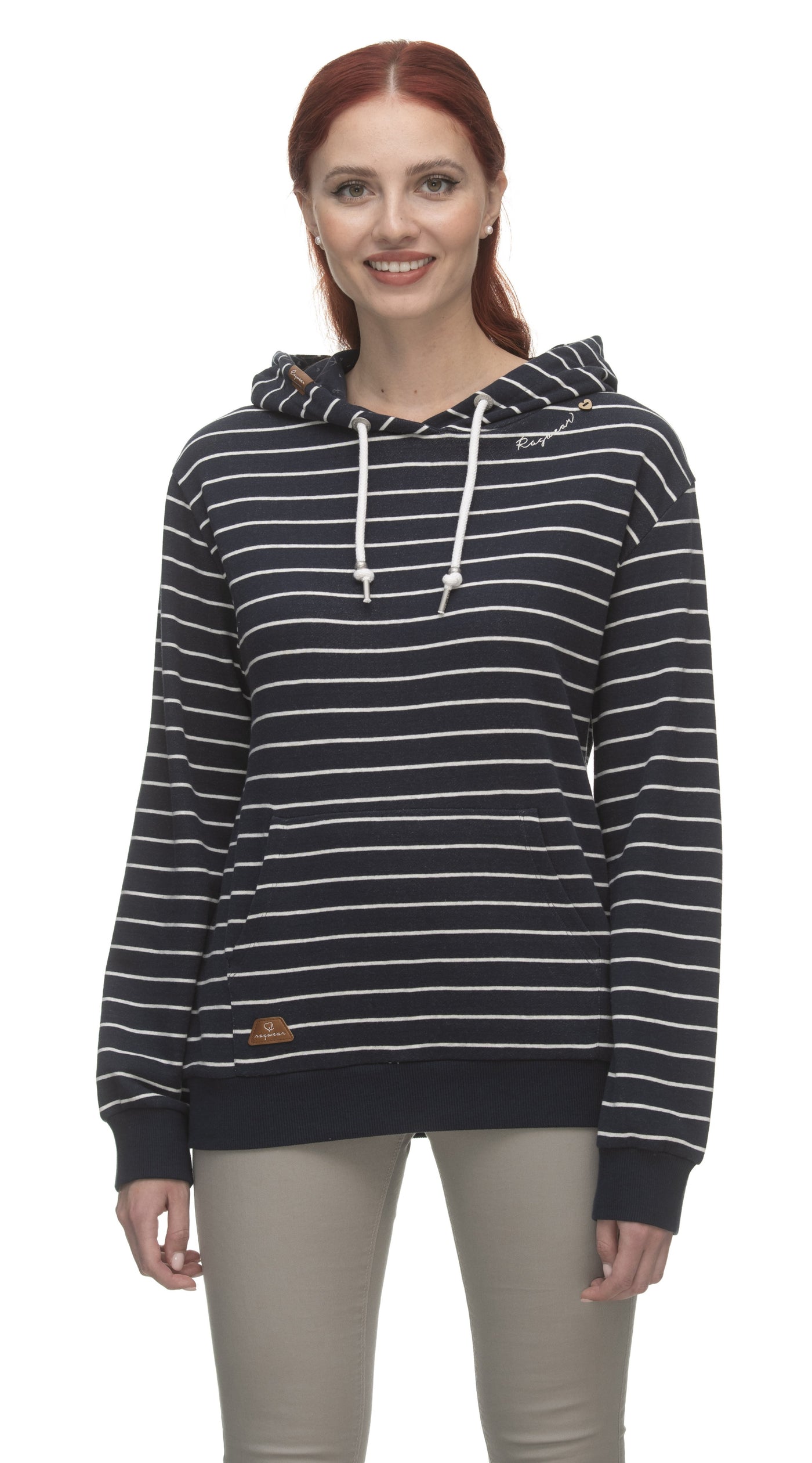 HAPPIER STRIPES HOODIE- white or navy