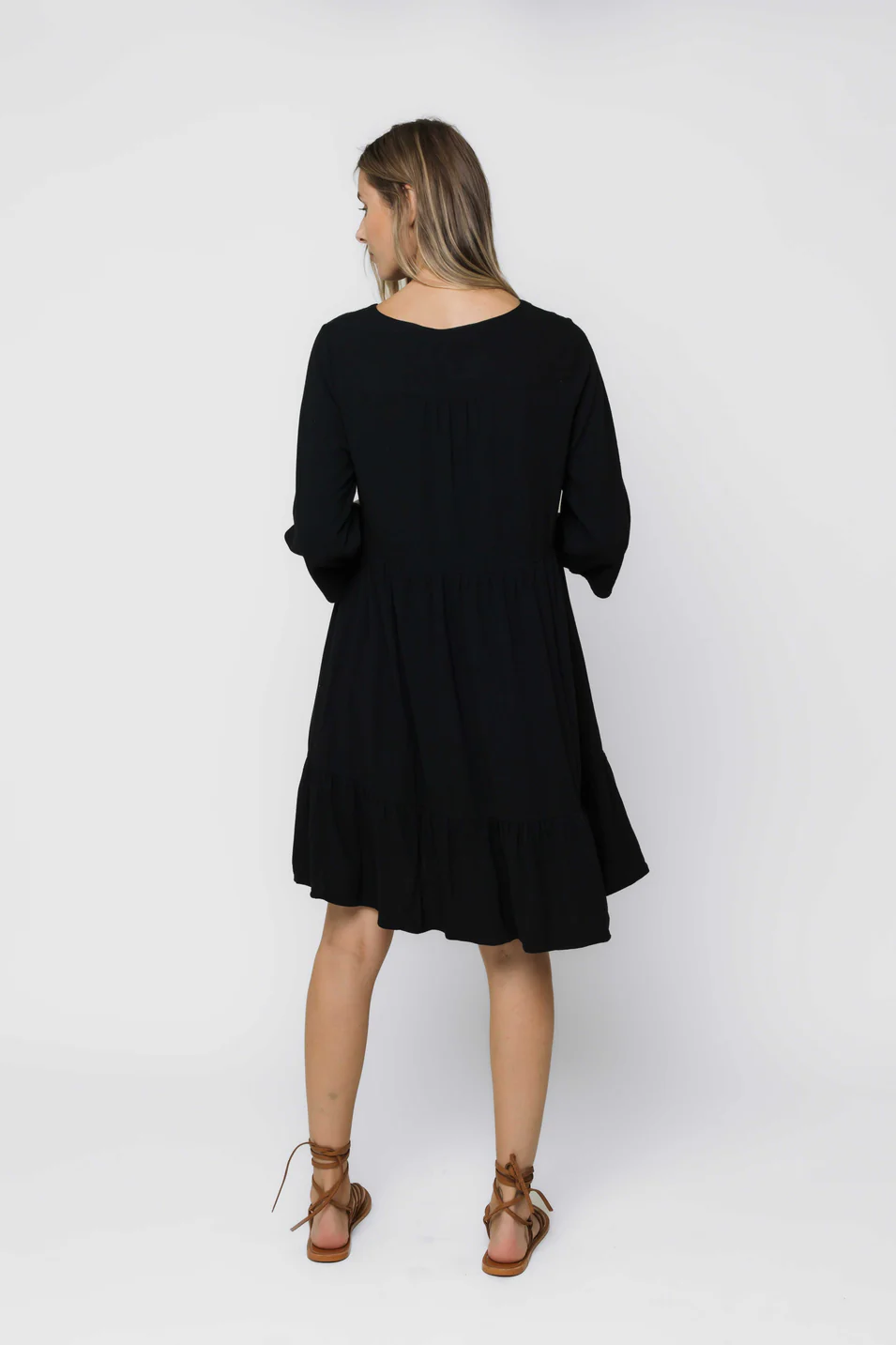 GRACE TIERED DRESS- black or soft floral