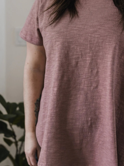 EAST END TEE - black, mauve, clay, stone or   tawny