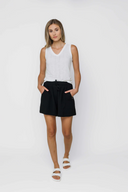 STEPH EASY PULL ON SHORT-black, soft floral or tan
