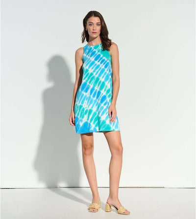 BELLA DRESS - blue wave tie dye