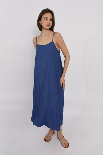 TIARA BOW DRESS - khaki , black or denim blue