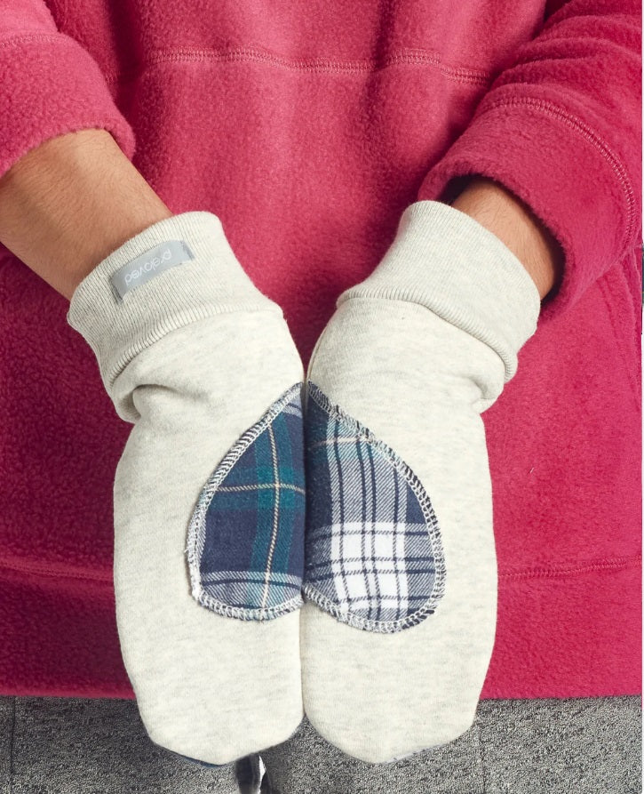 ARIEL MITTS WITH UPCYCLED FLANNEL - black, grey or eggshell