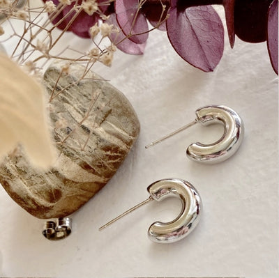 TALA 12MM CHUNKY HOOPS - silver