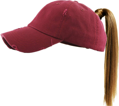 PONYTAIL DISTRESSED BALLCAP