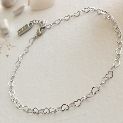 LOVE BITES LINKED HEART BRACELET - gold or silver