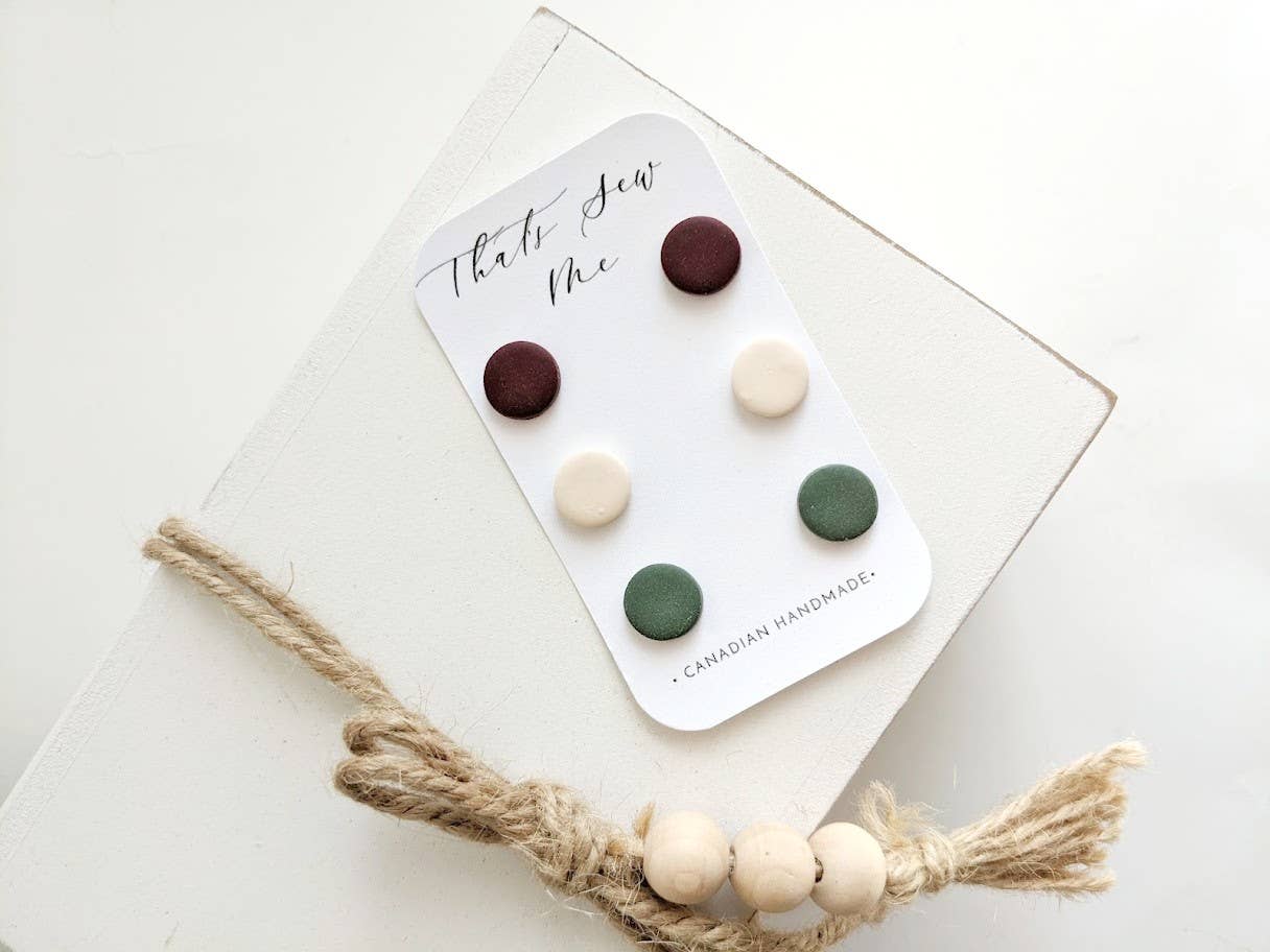 RED, WHITE GREEN MINI STUDS -Polymer Clay Earrings