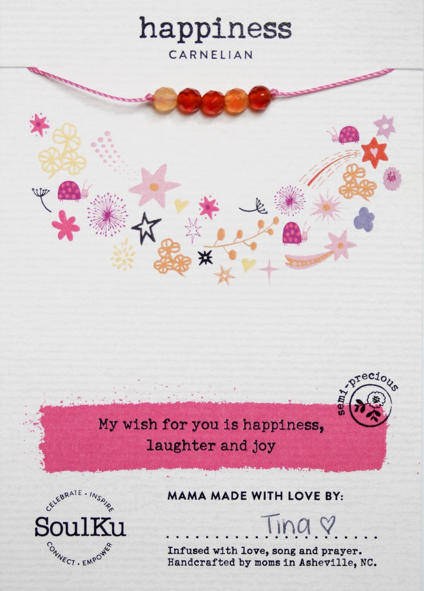 HAPPINESS CARNELIAN LITTLE WISHES KIDS NECKLACE