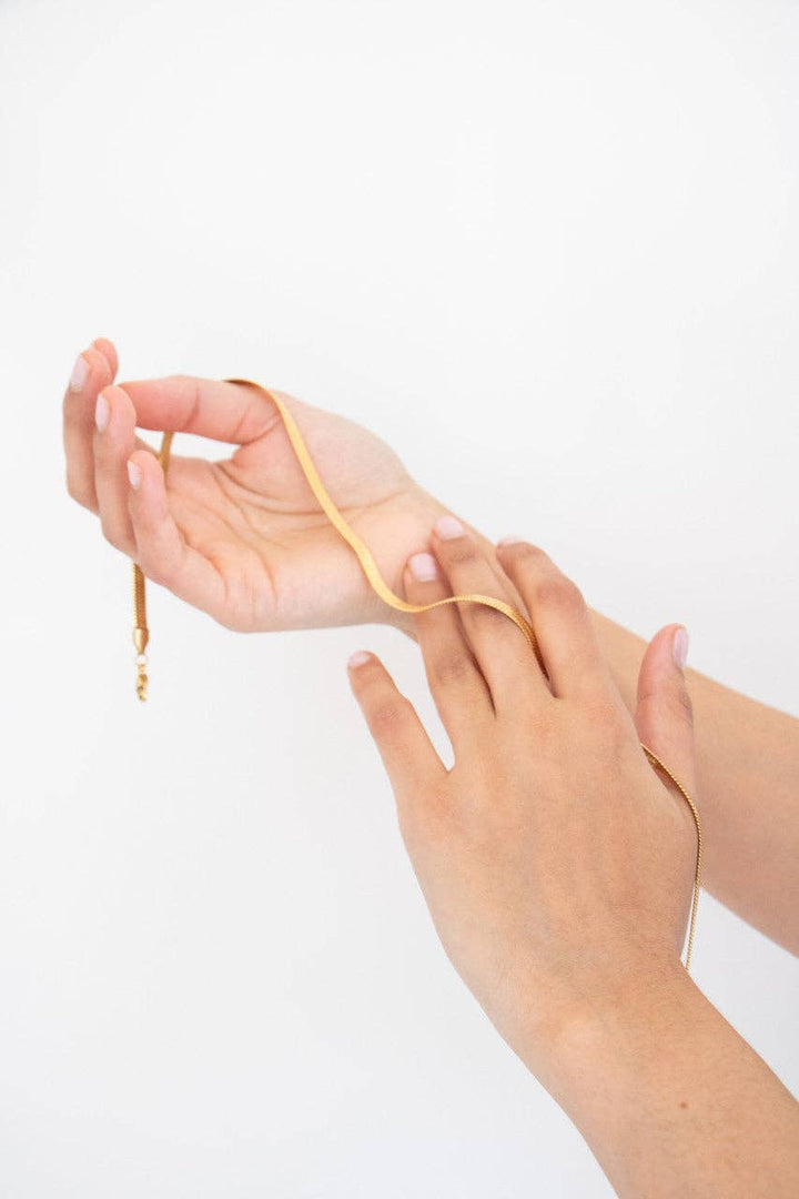 LEIGH FLAT LINK NECKLACE -classic gold, rose gold or silver