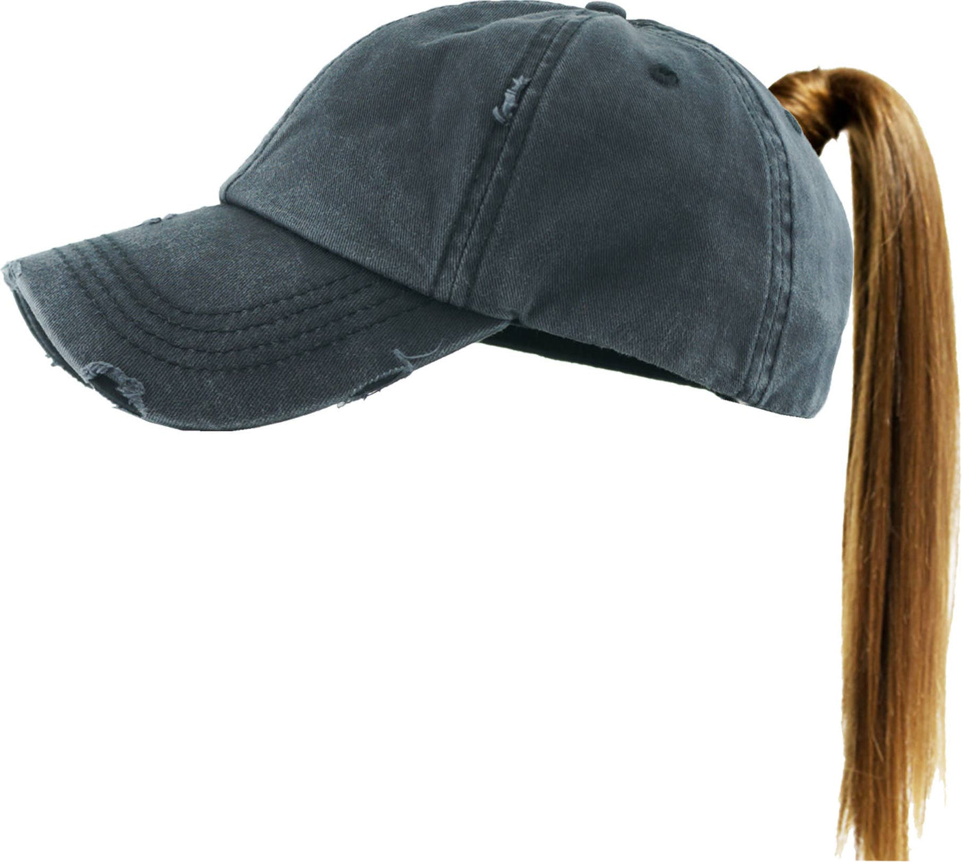 PONYTAIL DISTRESSED BALLCAP