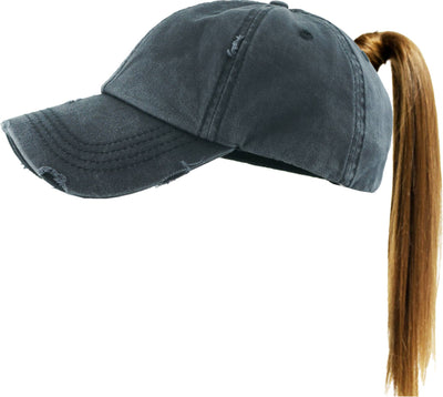 PONYTAIL DISTRESSED BALLCAP